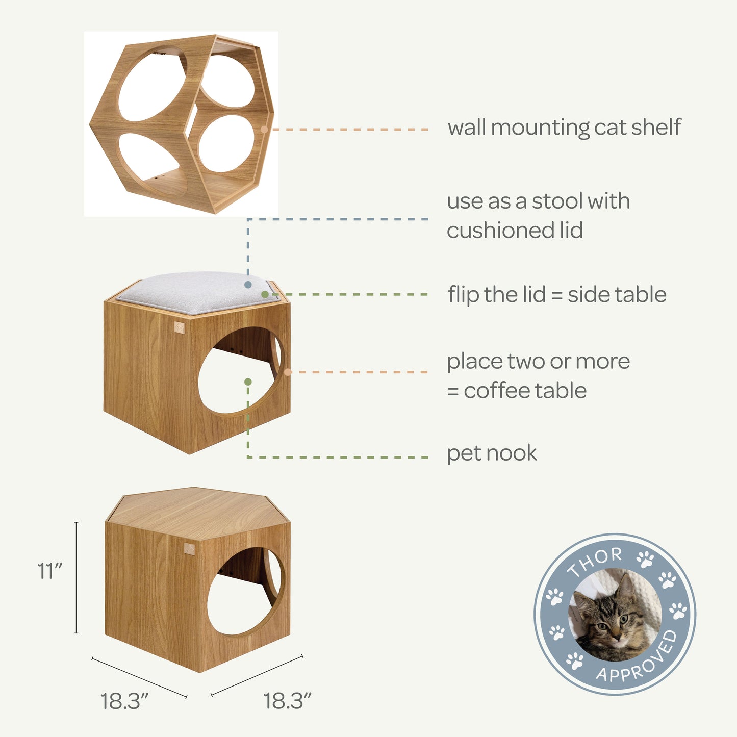 Suki Cat Stool and Shelf