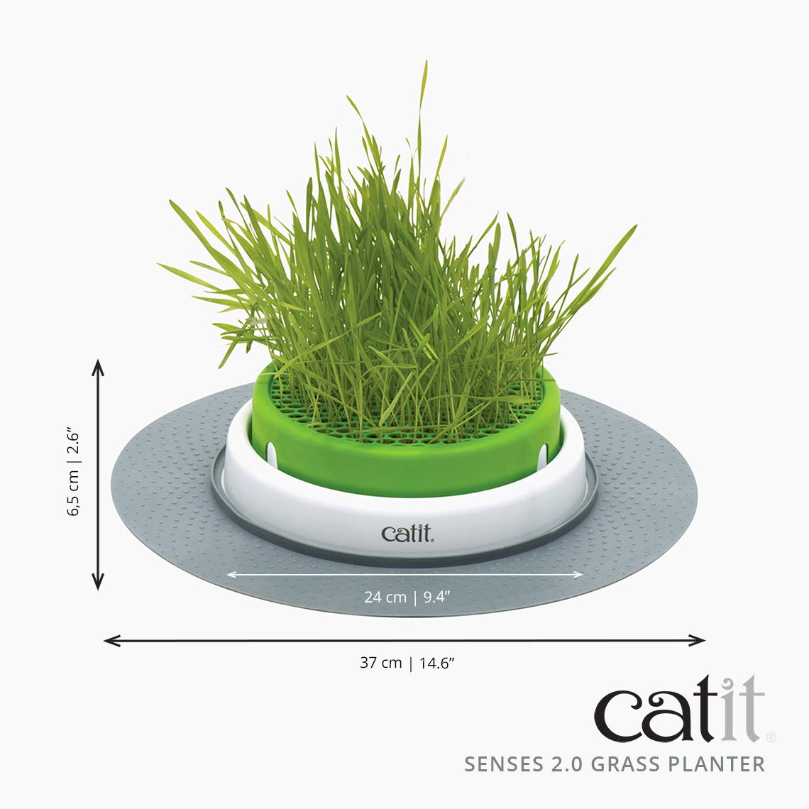 The dimension of the Catit grass planter for cats to aid in digestive health.