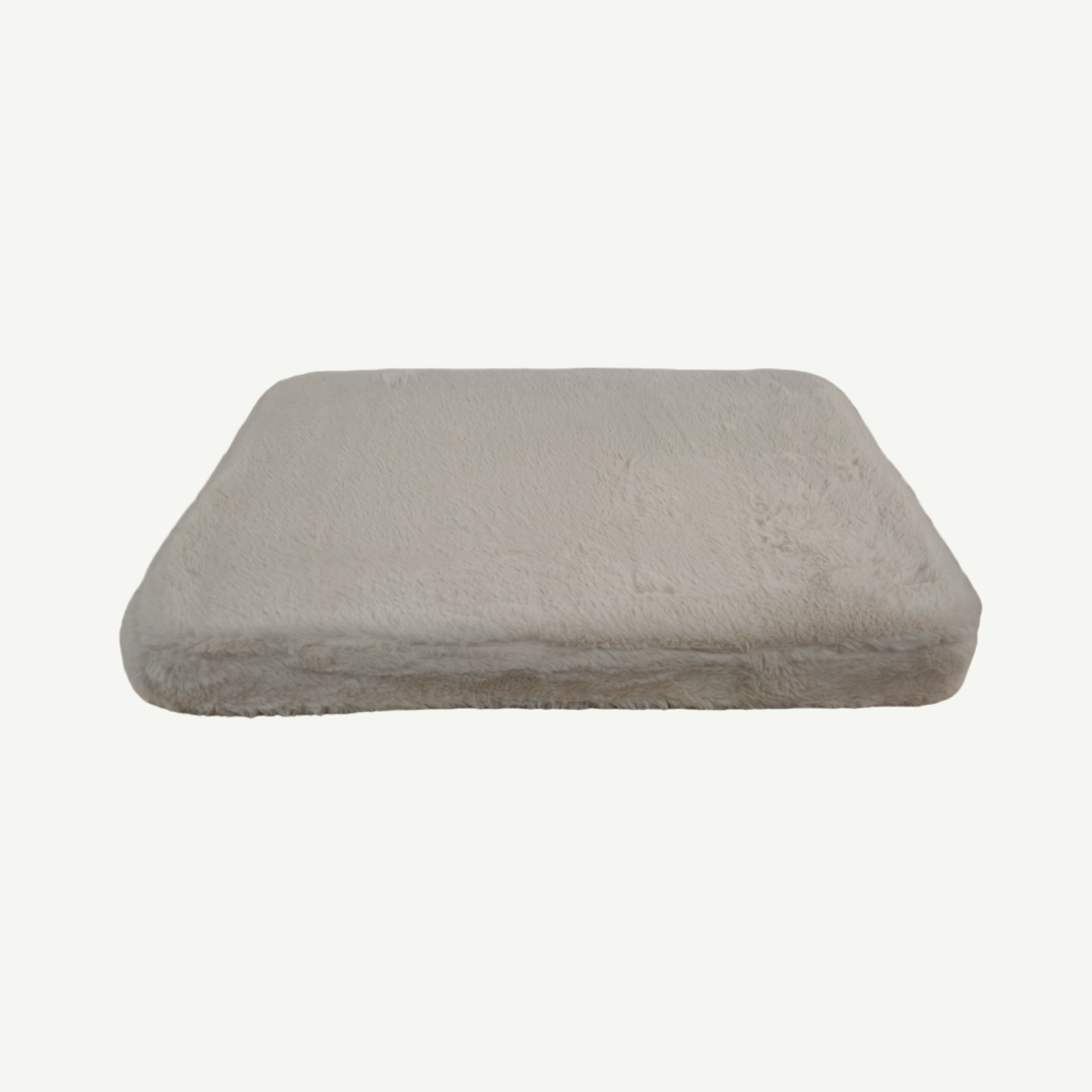 Taupe pet cushion on a white background