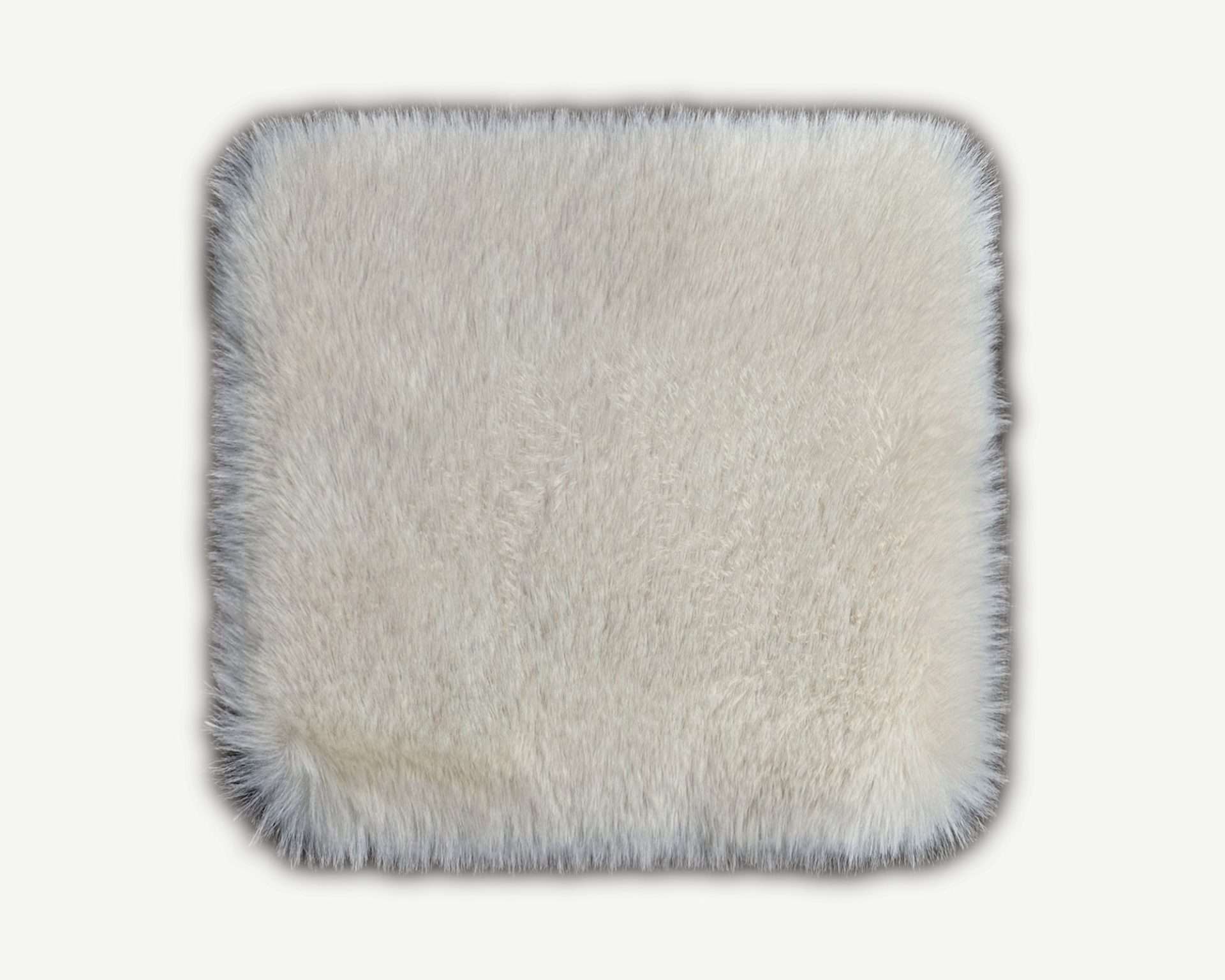 Square textured mat with frayed edges on a white background