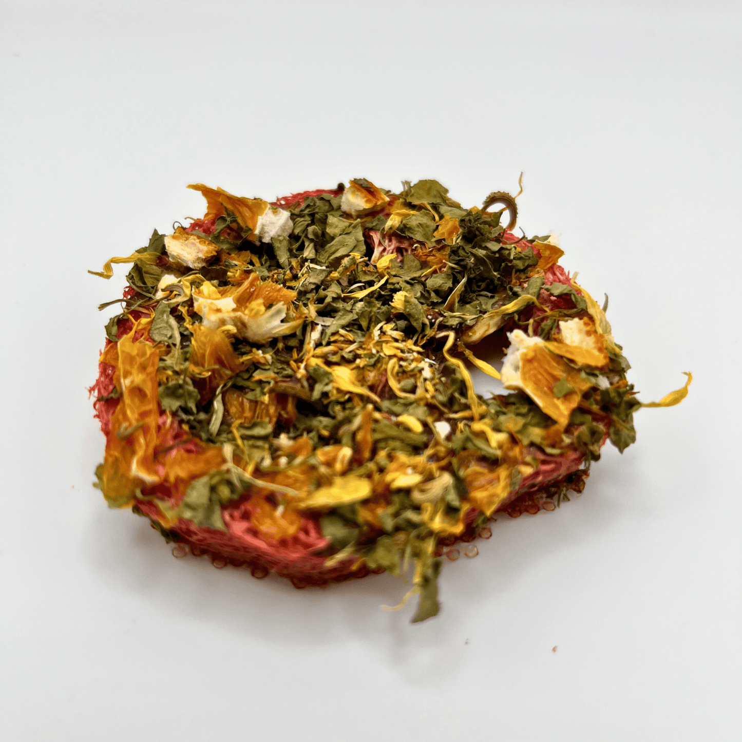 Berry Love Loofah Chews for Bunnies small pet treats from Floof Pet Products on a neutral background