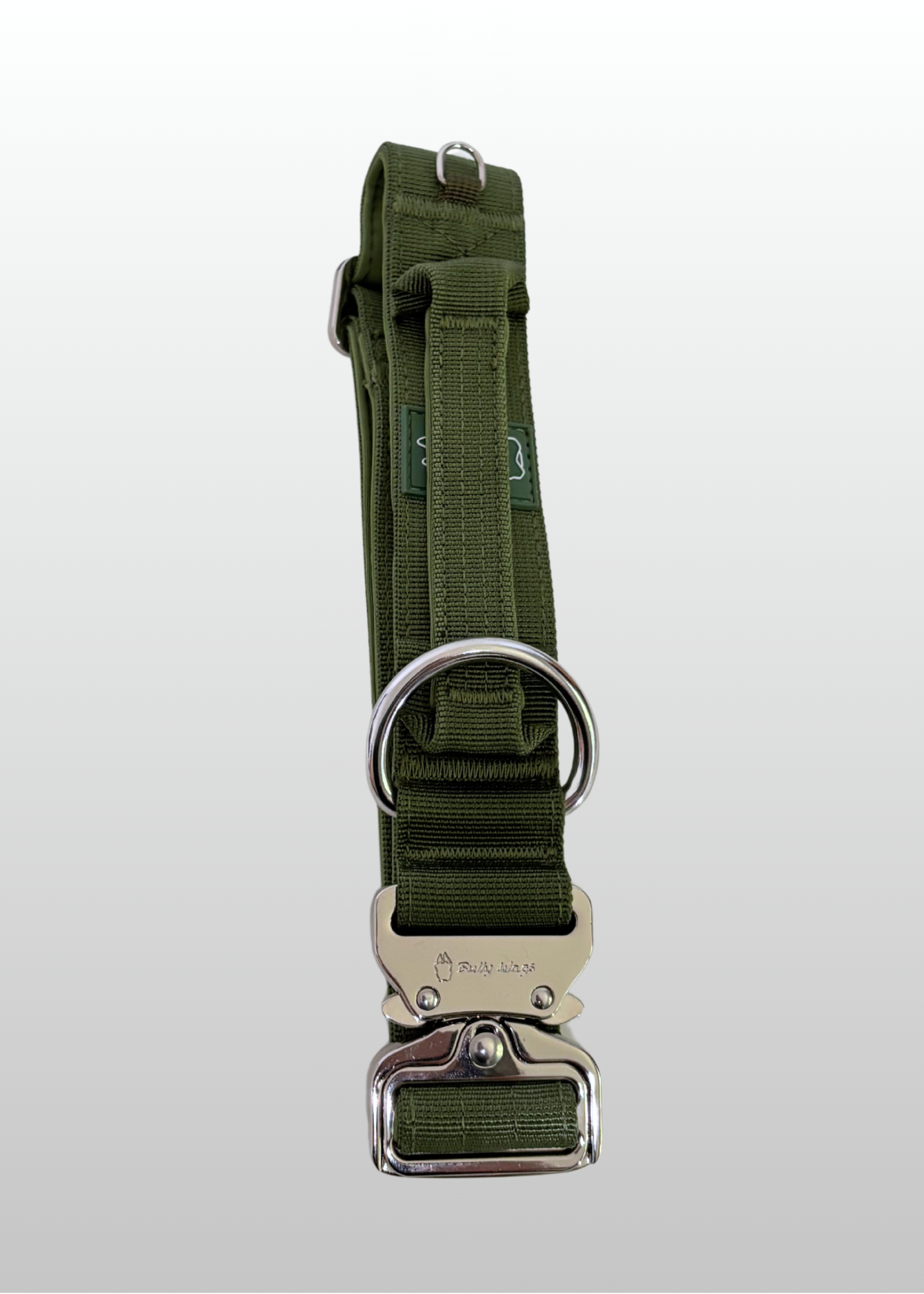 1.5" Tactical Collar with Handle - Cactus Green pet collars & harnesses from Floof Pet Products on a neutral background