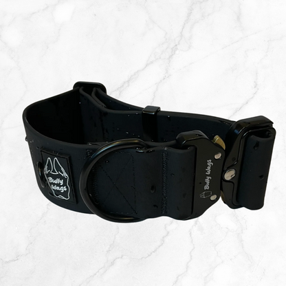 2" Black waterproof dog collar on a white background
