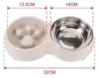 Double Slow Feeder Food and Water Bowls for Pets