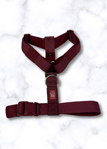 Y Strap Adventure Harness - Cherry Wine pet collars & harnesses from Floof Pet Products on a neutral background