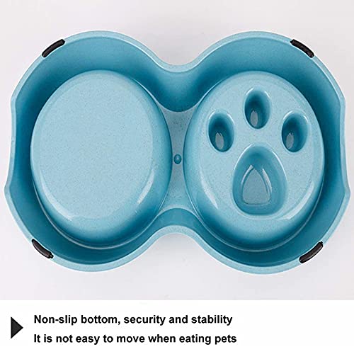 Double Slow Feeder Food and Water Bowls for Pets