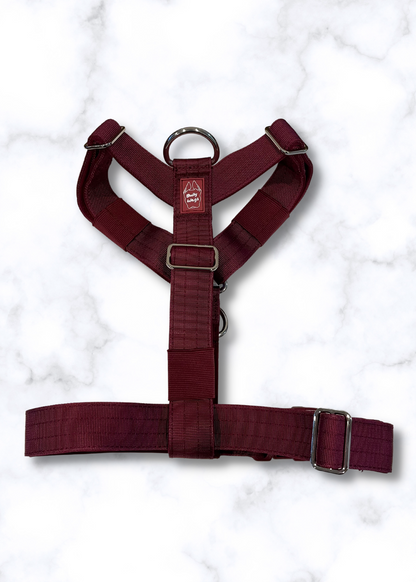 Y Strap Adventure Harness - Cherry Wine pet collars & harnesses from Floof Pet Products on a neutral background