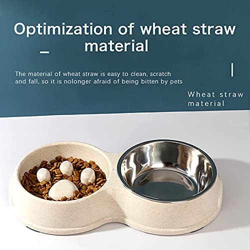 Double Slow Feeder Food and Water Bowls for Pets