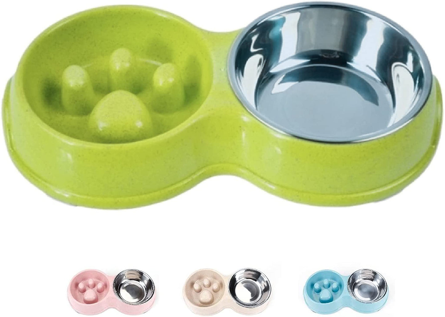 Double Slow Feeder Food and Water Bowls for Pets