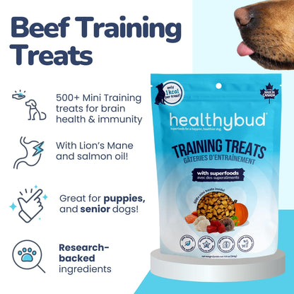 graphic to show the Benefits of feeding Healthybud Training Treats