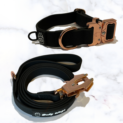 Waterproof Collar & Leash Set dog collar & leash from Floof Pet Products on a neutral background