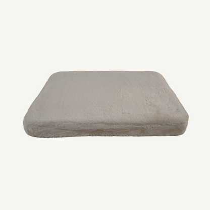 Taupe pet cushion on a white background