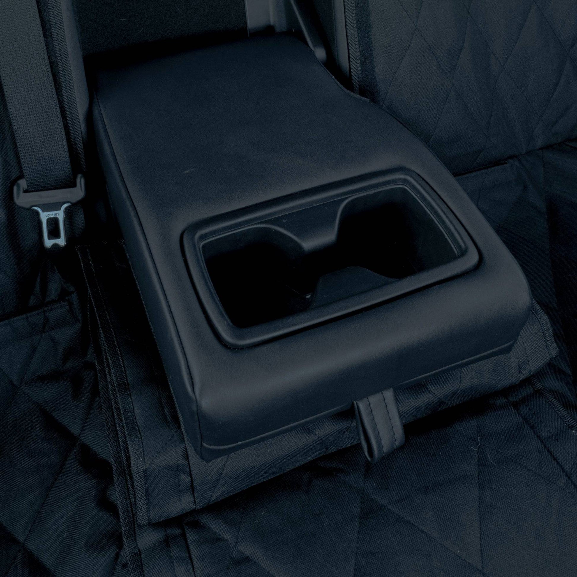 Black car cup holder in a vehicle seat