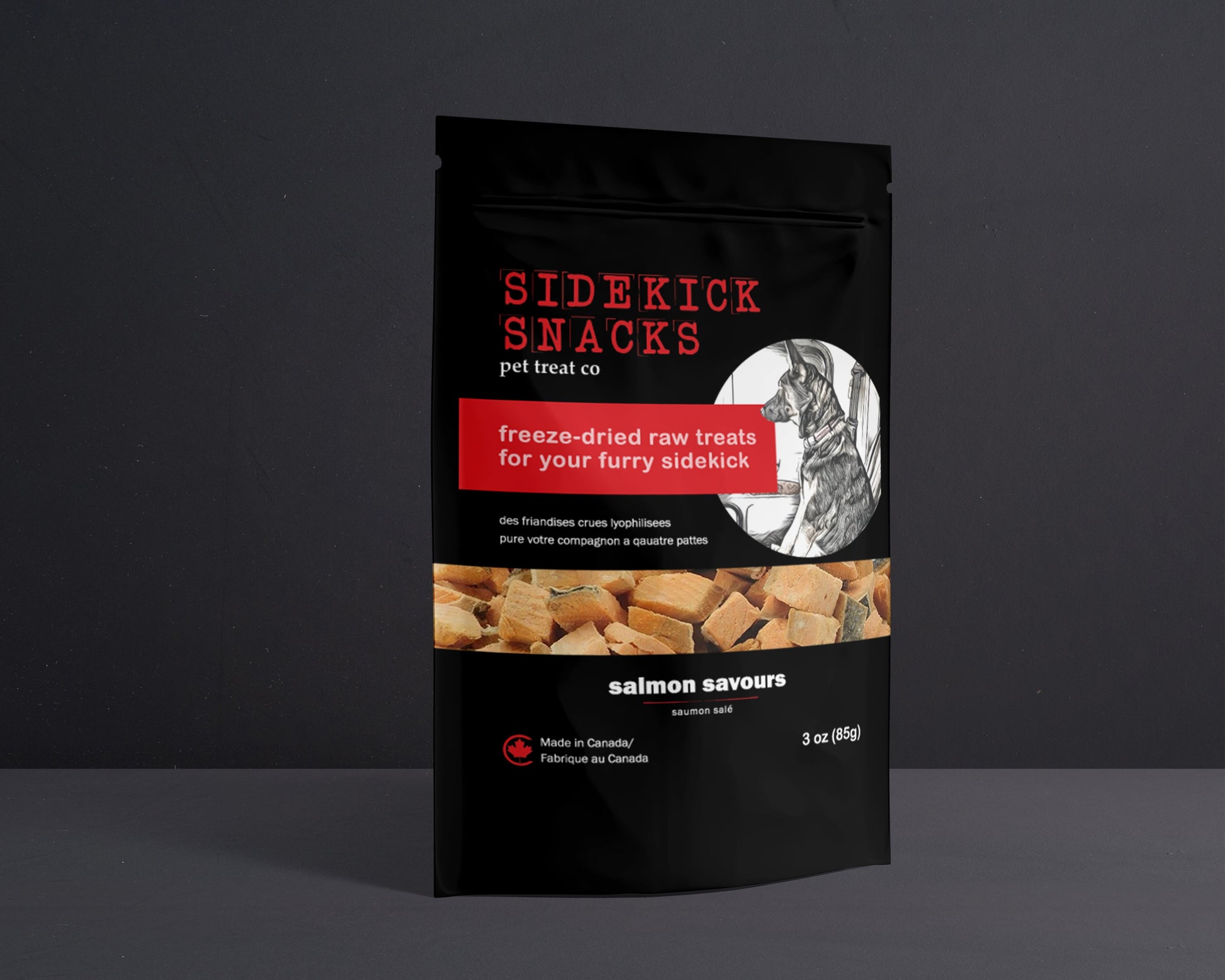 Freeze-Dried Salmon Savours Dog Treats dog treats from Floof Pet Products on a neutral background