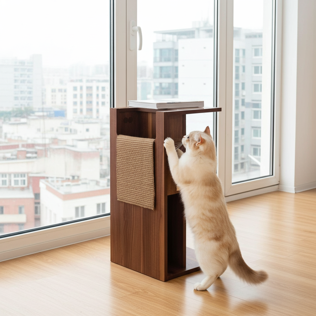 Jewl Nesting Table + Scratcher cat furniture from Floof Pet Products on a neutral background