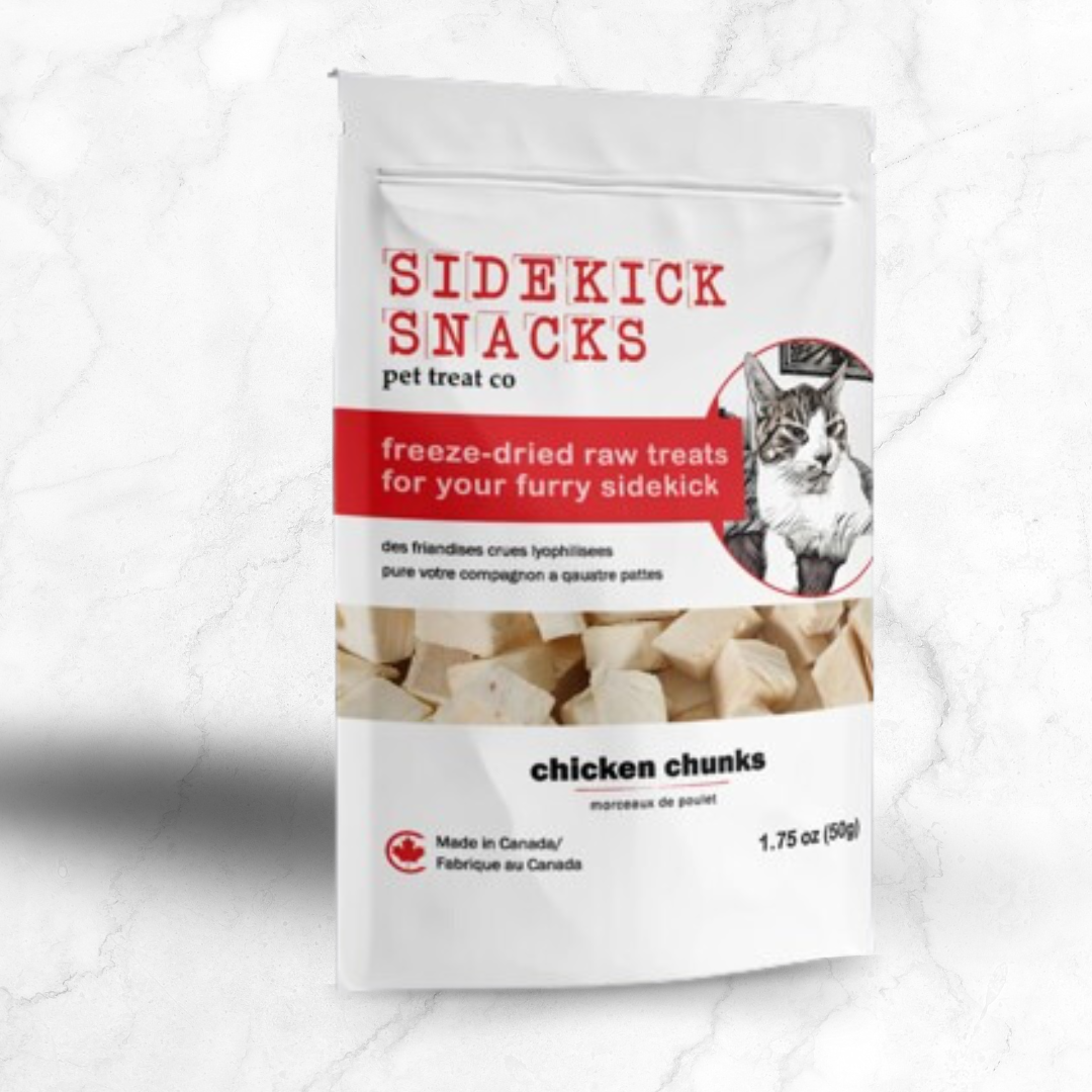 Package of Sidekick Snacks pet treats on a white background