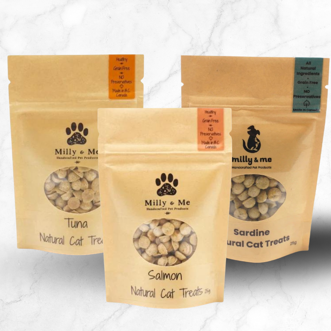 Under the Sea Bundle: Salmon, Tuna, and Sardine. High-protein Omega‑3 fish cat treats for healthy skin and coat