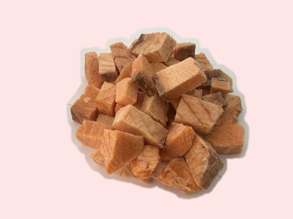 Freeze-Dried Salmon Savours Dog Treats dog treats from Floof Pet Products on a neutral background