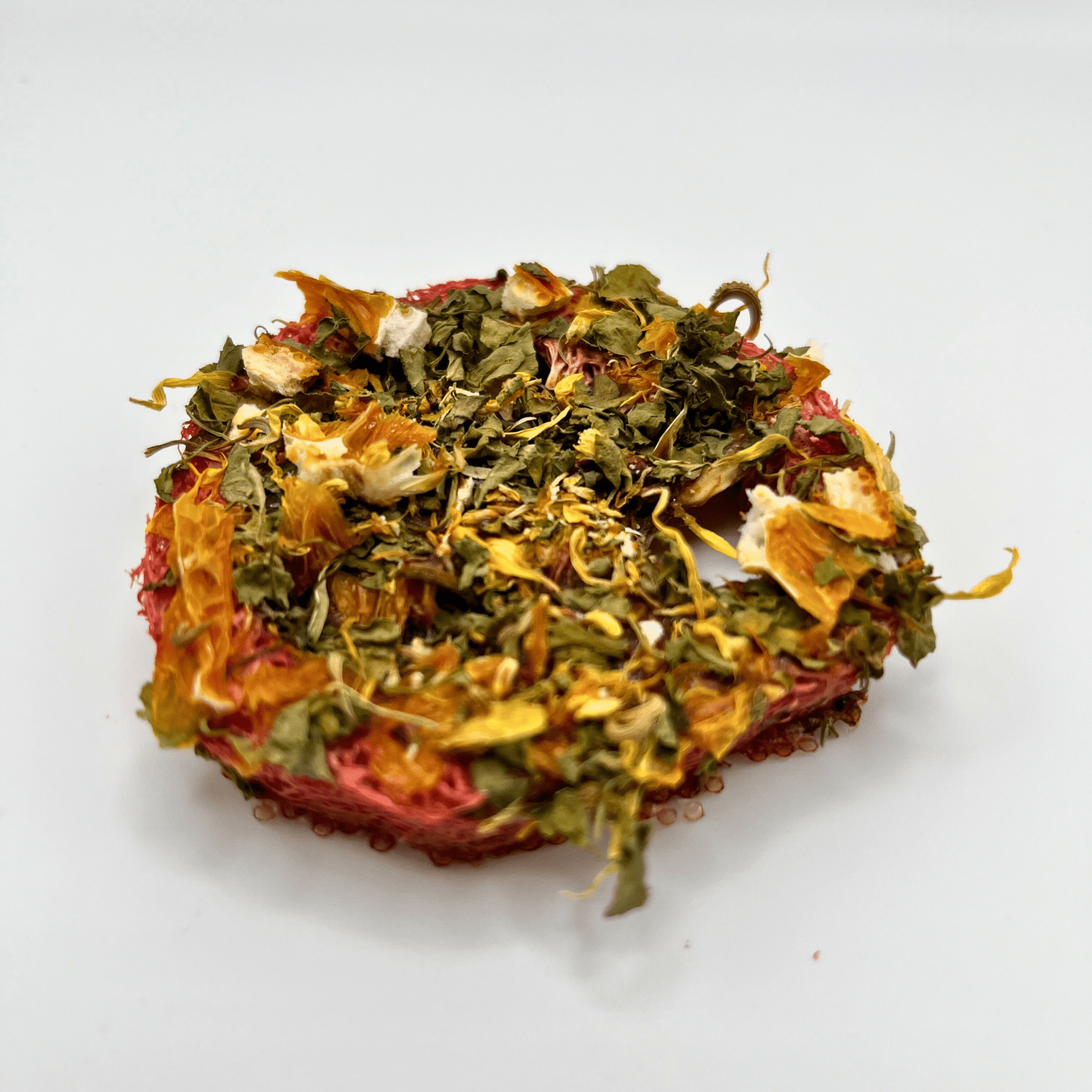 Berry Love Loofah Chews for Bunnies small pet treats from Floof Pet Products on a neutral background