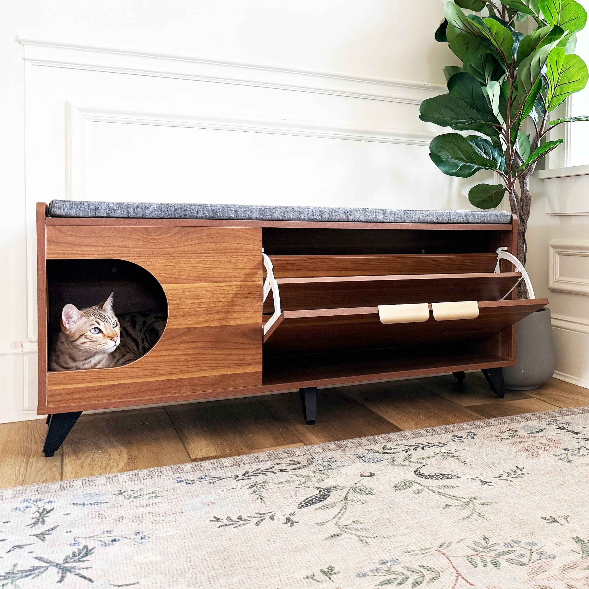 Tucker Shoe Cabinet cat furniture from Floof Pet Products on a neutral background
