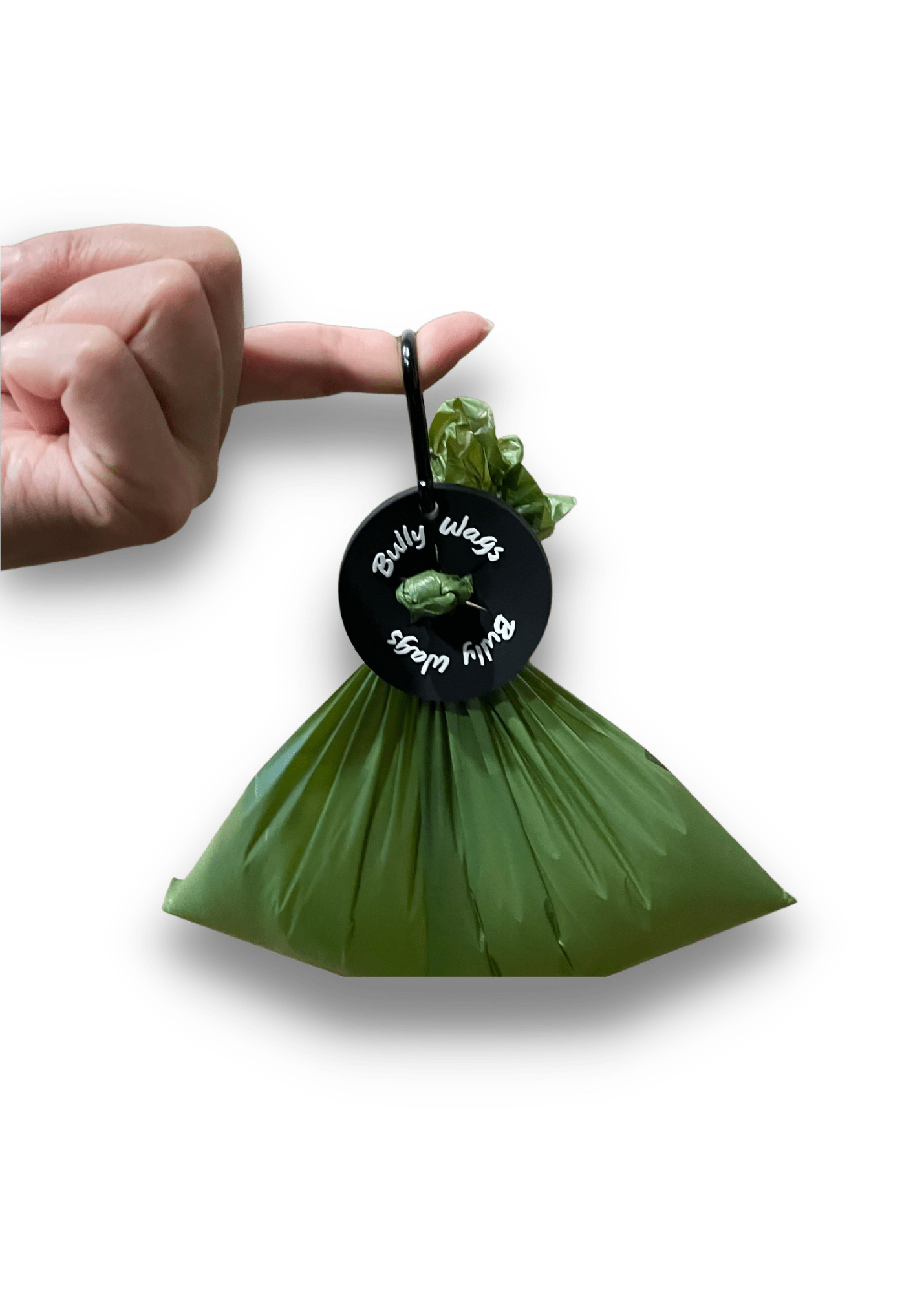 Poop Bag Clips held with a hand